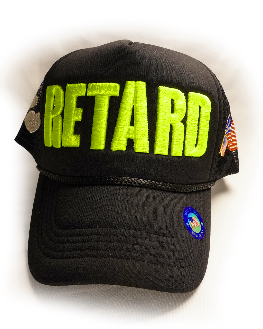 BLACK Hi Vis [RETARD] Trucker Hat