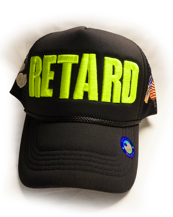 BLACK Hi Vis [RETARD] Trucker Hat thumbnail