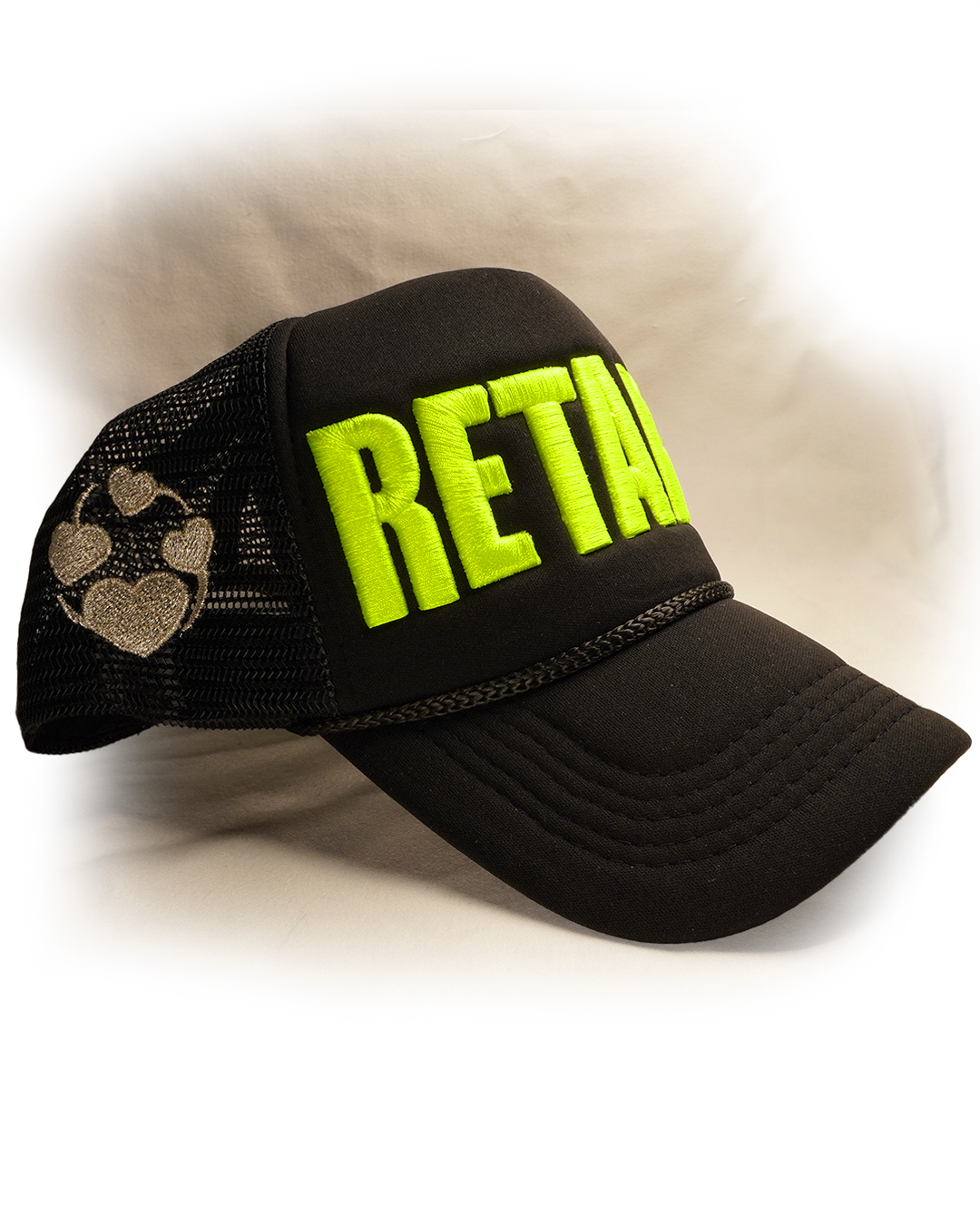 BLACK Hi Vis [RETARD] Trucker Hat