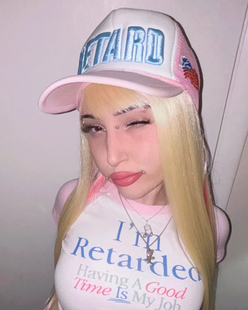 Soft Pink [RETARD] Trucker Hat — Based Retard Gang